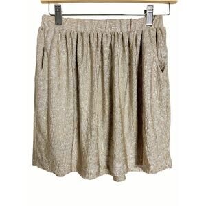 Anthropologie Pins & Needles Metallic Gold Mini Skirt Size Medium